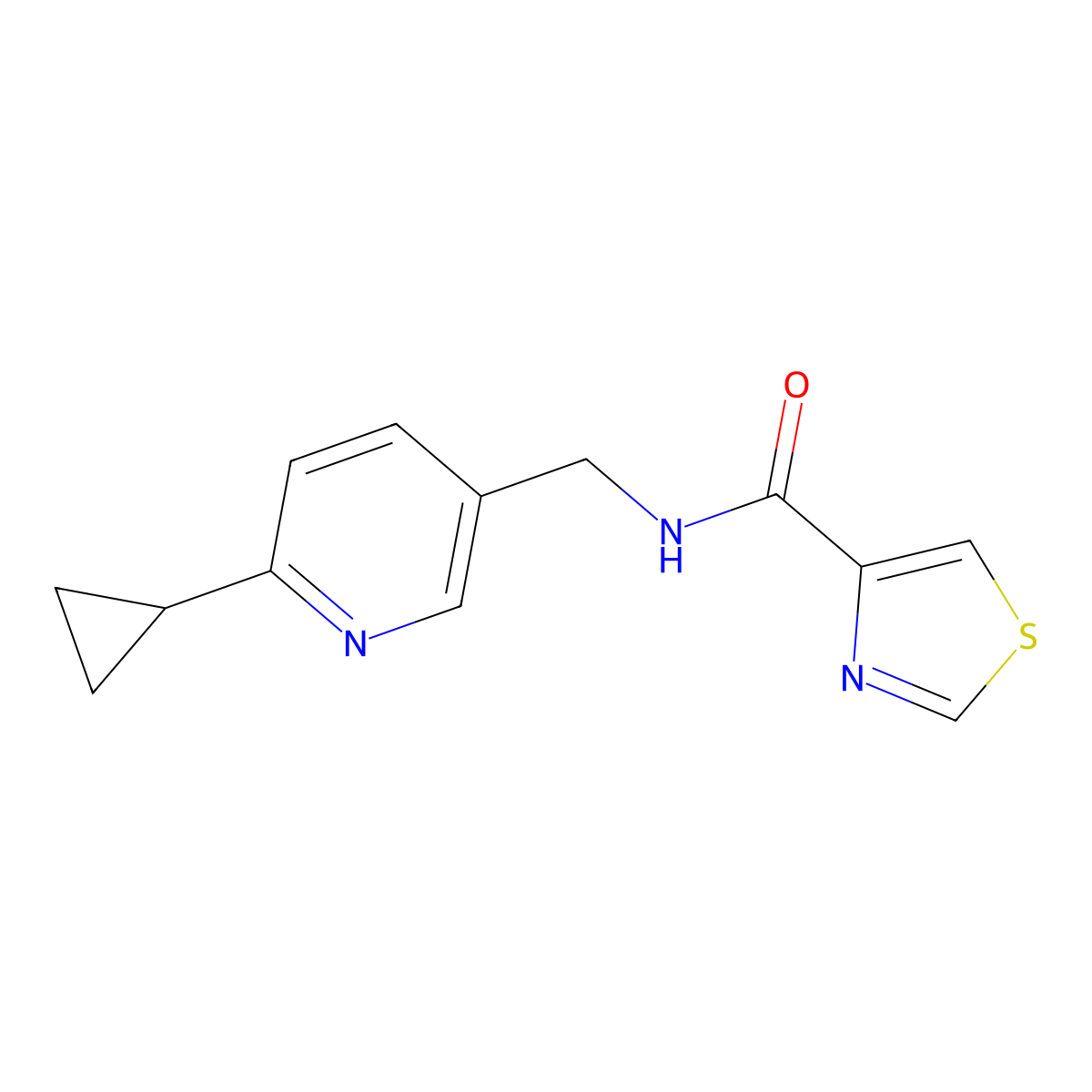 N-[(6-cyclopropylpyridin-3-yl)methyl]-1,3-thiazole-4-carboxamide molecular structure, CAS 2320514-92-7