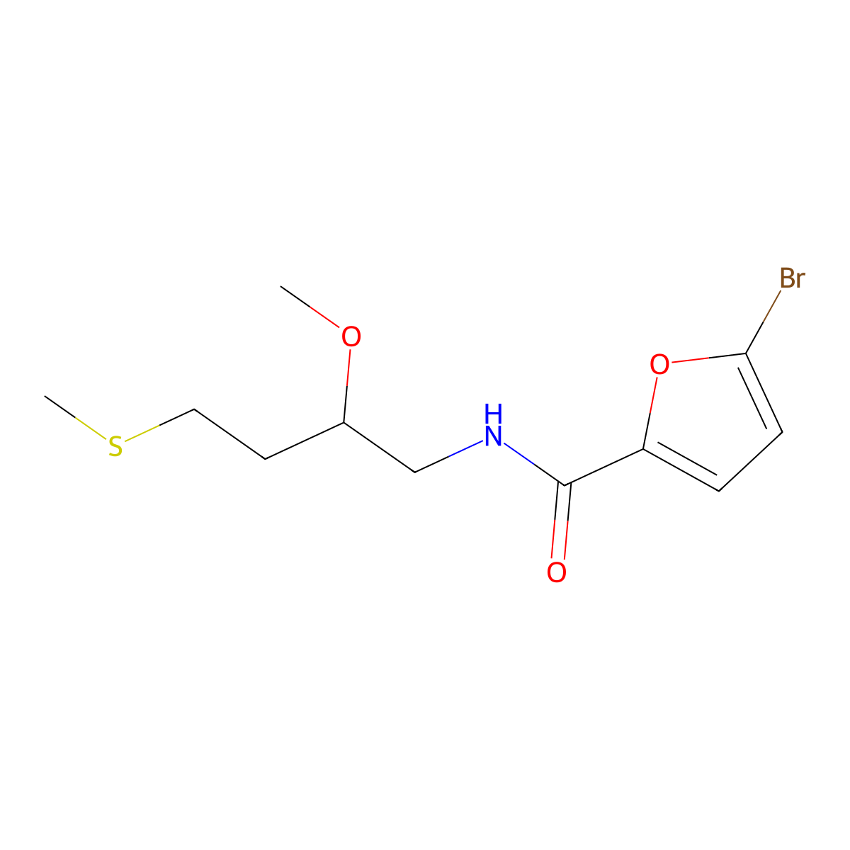 5-bromo-N-[2-methoxy-4-(methylsulfanyl)butyl]furan-2-carboxamide molecular structure, CAS 2320515-03-3