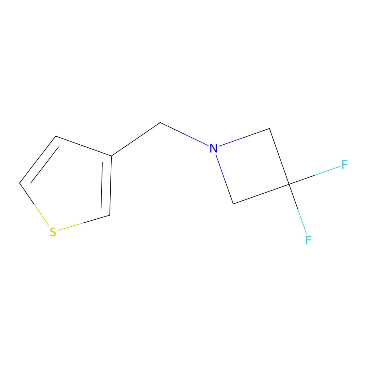 3,3-Difluoro-1-(thiophen-3-ylmethyl)azetidine molecular structure, CAS 2320515-12-4