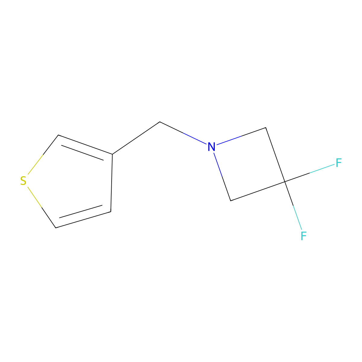 3,3-Difluoro-1-(thiophen-3-ylmethyl)azetidine molecular structure, CAS 2320515-12-4