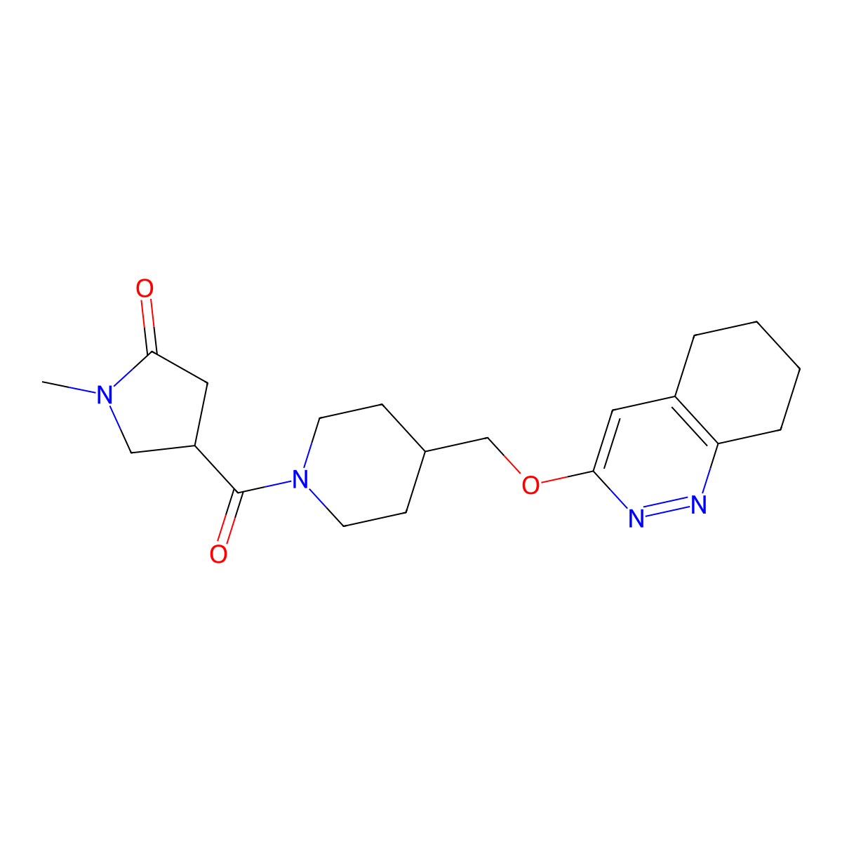 1-Methyl-4-{4-[(5,6,7,8-tetrahydrocinnolin-3-yloxy)methyl]piperidine-1-carbonyl}pyrrolidin-2-one molecular structure, CAS 2320515-16-8