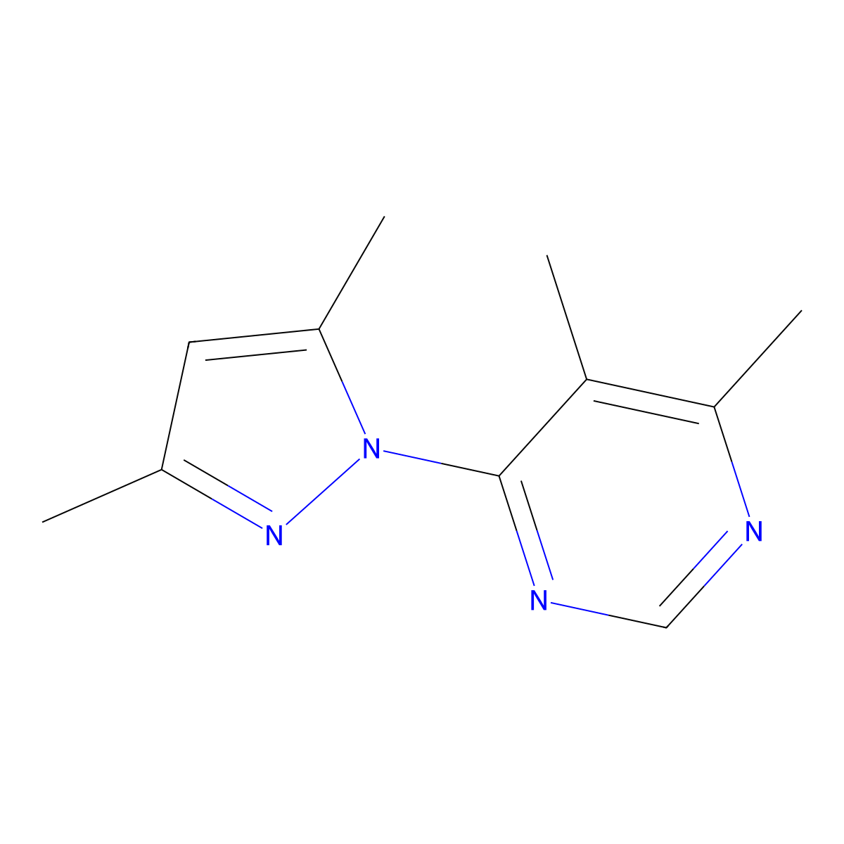4-(3,5-dimethyl-1H-pyrazol-1-yl)-5,6-dimethylpyrimidine molecular structure, CAS 2320515-22-6
