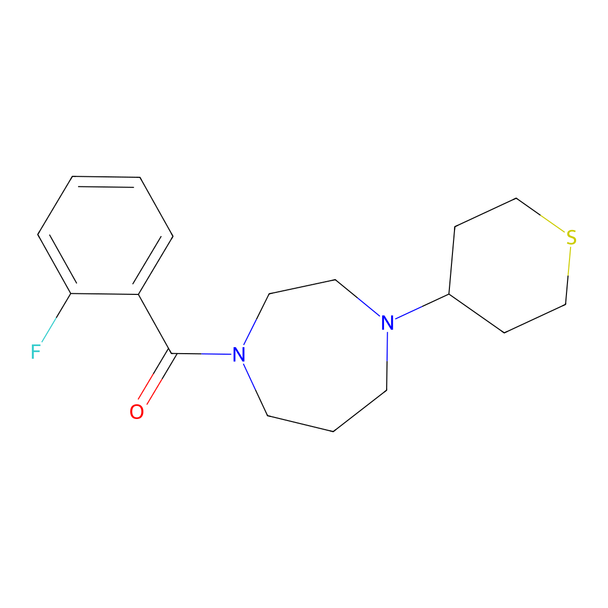 1-(2-Fluorobenzoyl)-4-(thian-4-yl)-1,4-diazepane molecular structure, CAS 2320515-37-3