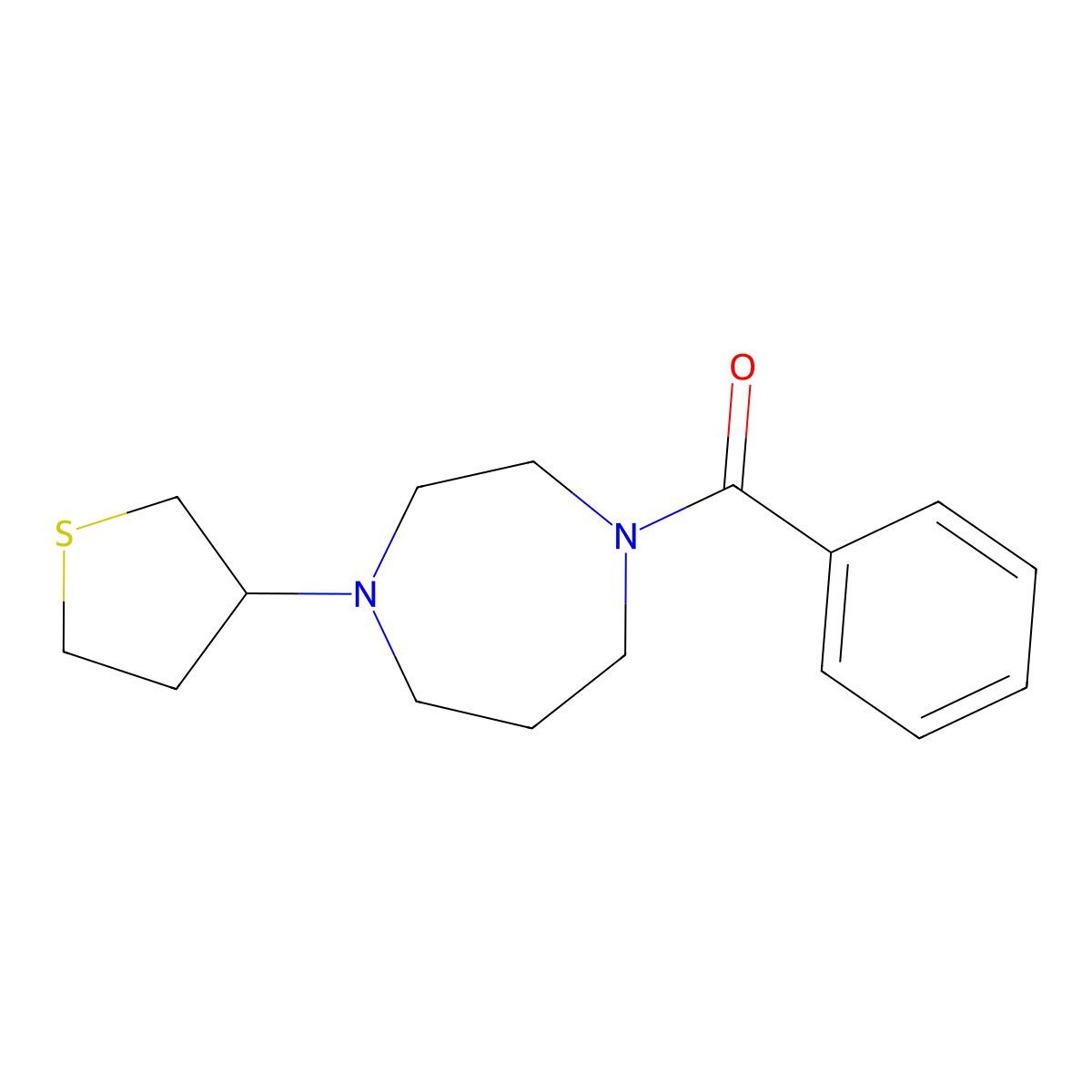 1-Benzoyl-4-(thiolan-3-yl)-1,4-diazepane molecular structure, CAS 2320515-44-2