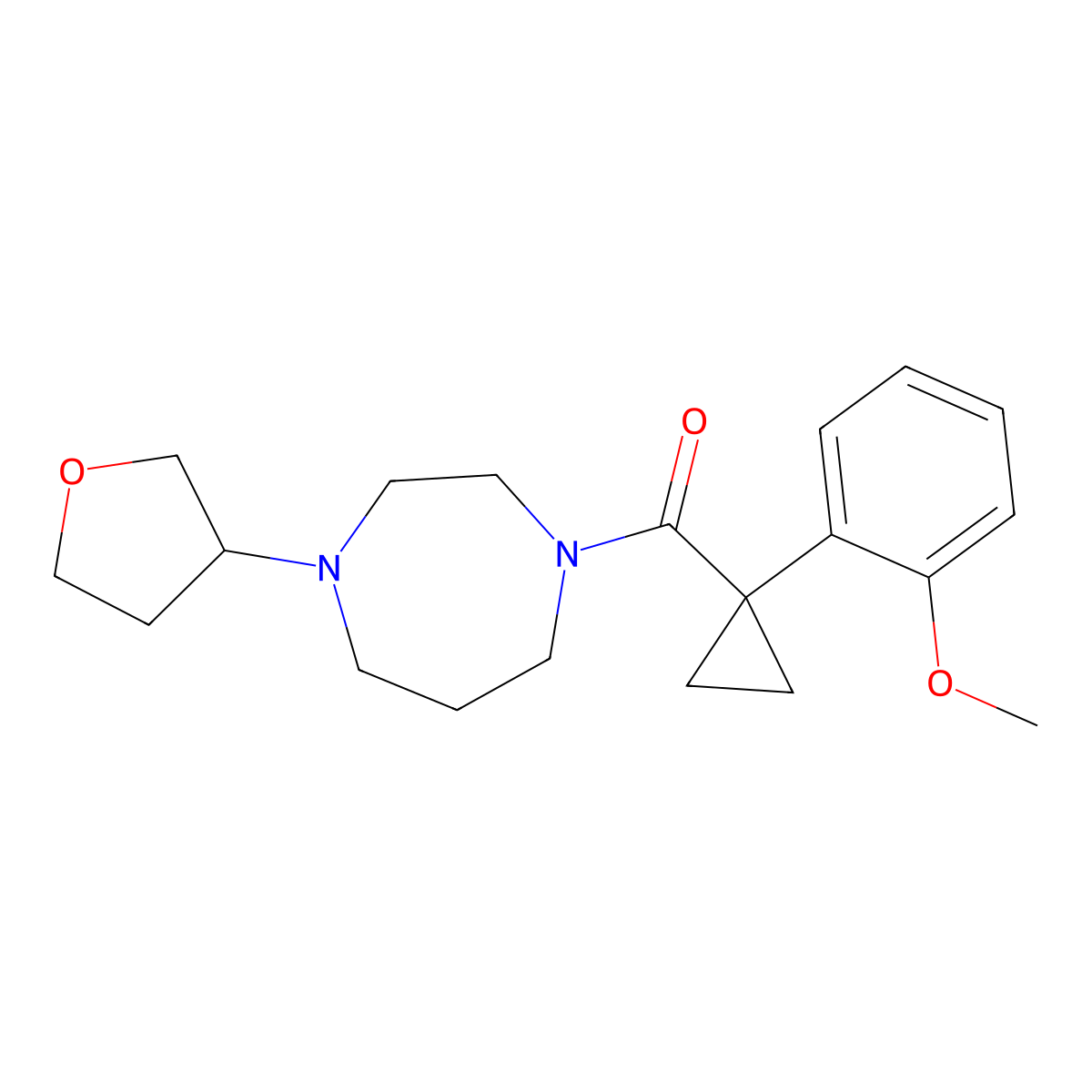1-[1-(2-Methoxyphenyl)cyclopropanecarbonyl]-4-(oxolan-3-yl)-1,4-diazepane molecular structure, CAS 2320515-59-9