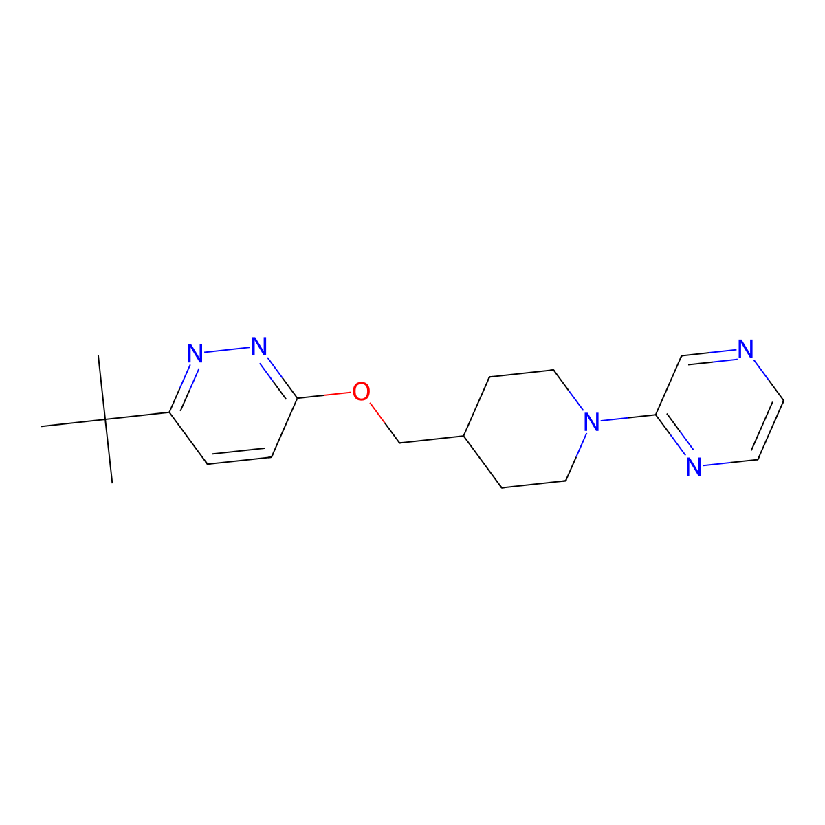 3-Tert-butyl-6-{[1-(pyrazin-2-yl)piperidin-4-yl]methoxy}pyridazine molecular structure, CAS 2320515-64-6