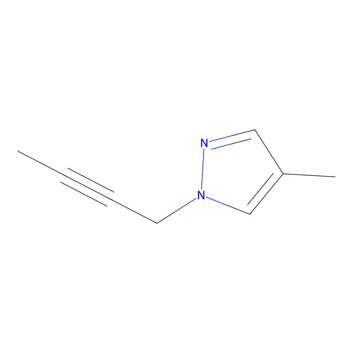 1-(but-2-yn-1-yl)-4-methyl-1H-pyrazole molecular structure, CAS 2320515-78-2