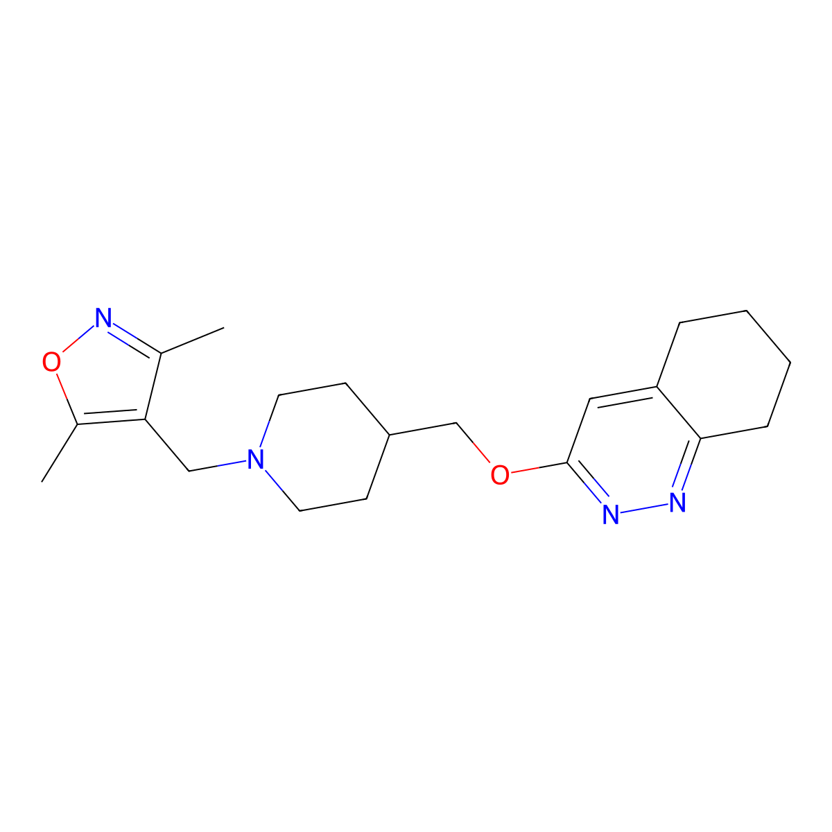 3-({1-[(3,5-Dimethyl-1,2-oxazol-4-yl)methyl]piperidin-4-yl}methoxy)-5,6,7,8-tetrahydrocinnoline molecular structure, CAS 2320516-08-1