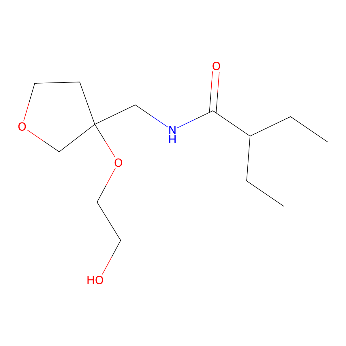 2-ethyl-N-{[3-(2-hydroxyethoxy)oxolan-3-yl]methyl}butanamide molecular structure, CAS 2320516-21-8