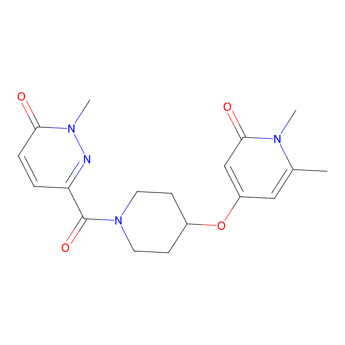 6-(4-((1,6-dimethyl-2-oxo-1,2-dihydropyridin-4-yl)oxy)piperidine-1-carbonyl)-2-methylpyridazin-3(2H)-one molecular structure, CAS 2320516-40-1