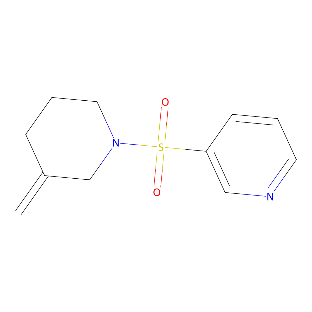 3-[(3-Methylidenepiperidin-1-yl)sulfonyl]pyridine molecular structure, CAS 2320516-55-8