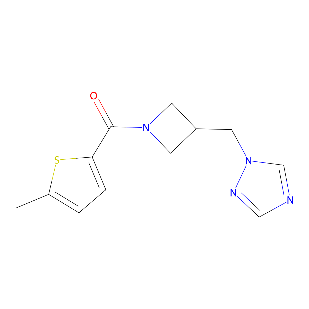 (3-((1H-1,2,4-triazol-1-yl)methyl)azetidin-1-yl)(5-methylthiophen-2-yl)methanone molecular structure, CAS 2320517-14-2