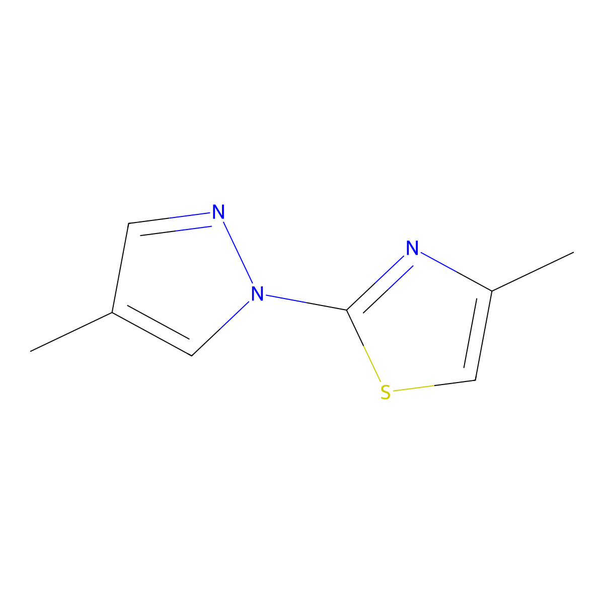 4-methyl-2-(4-methyl-1H-pyrazol-1-yl)-1,3-thiazole molecular structure, CAS 2320517-82-4