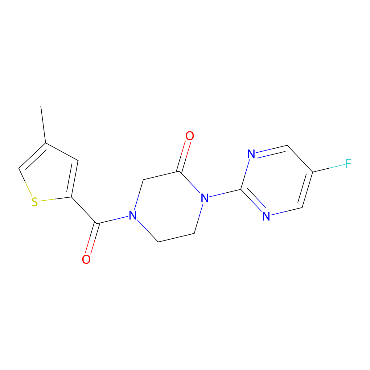 1-(5-Fluoropyrimidin-2-yl)-4-(4-methylthiophene-2-carbonyl)piperazin-2-one molecular structure, CAS 2320517-95-9