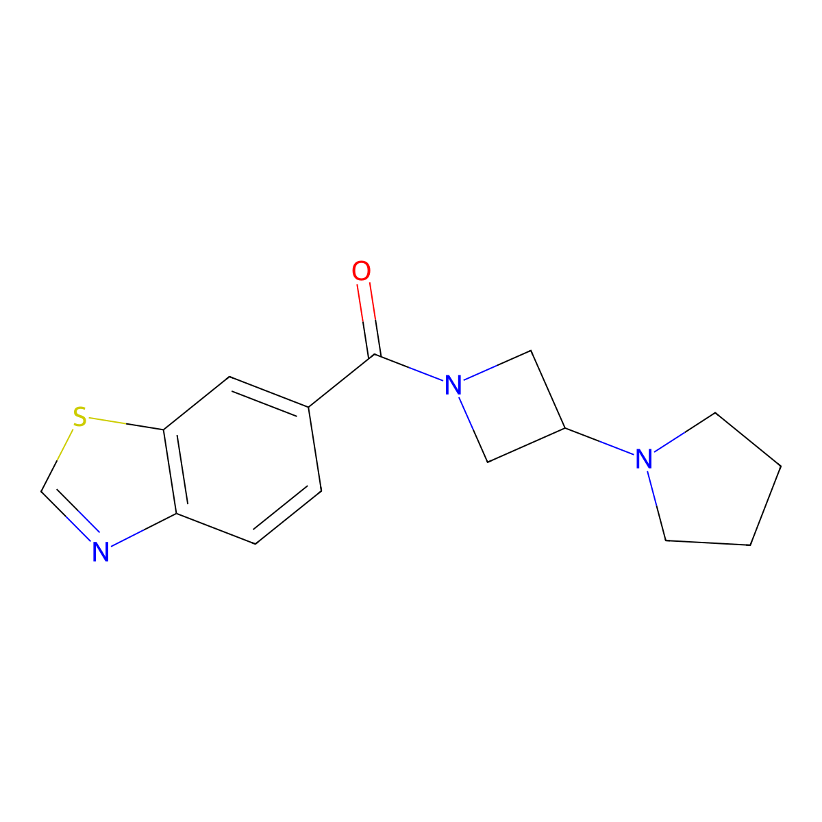 6-[3-(Pyrrolidin-1-yl)azetidine-1-carbonyl]-1,3-benzothiazole molecular structure, CAS 2320518-40-7