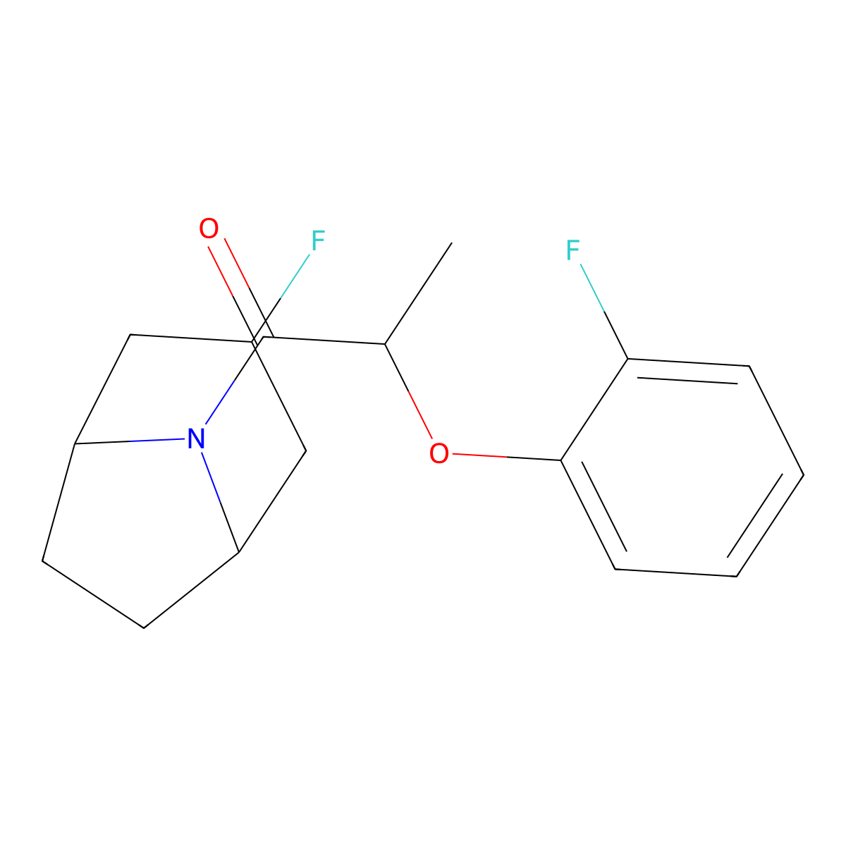 1-{3-Fluoro-8-azabicyclo[3.2.1]octan-8-yl}-2-(2-fluorophenoxy)propan-1-one molecular structure, CAS 2320518-79-2