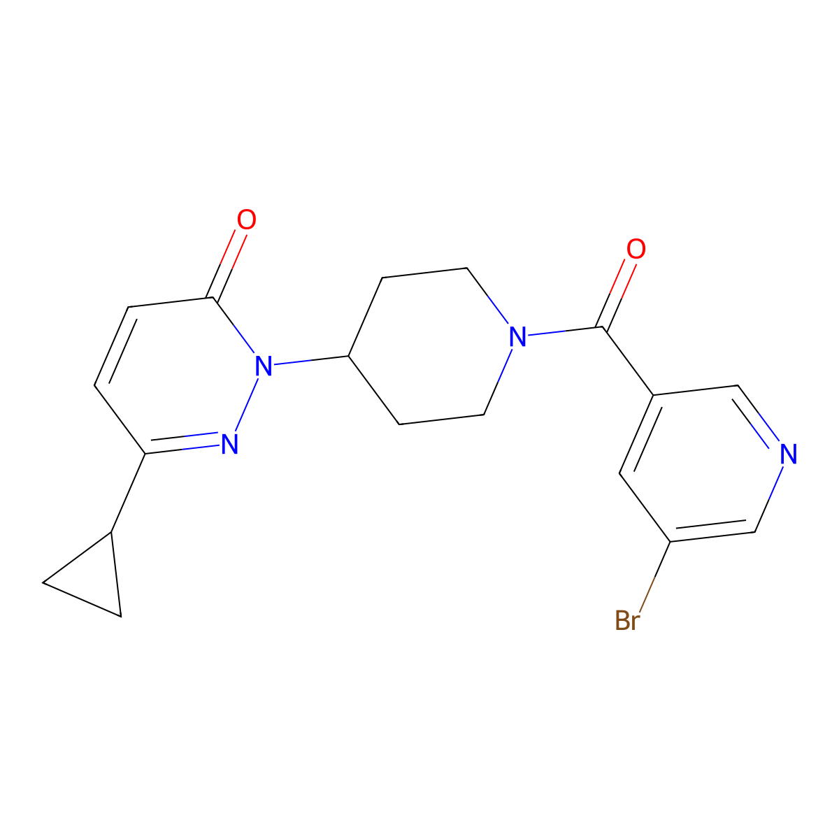 2-[1-(5-Bromopyridine-3-carbonyl)piperidin-4-yl]-6-cyclopropyl-2,3-dihydropyridazin-3-one molecular structure, CAS 2320519-03-5
