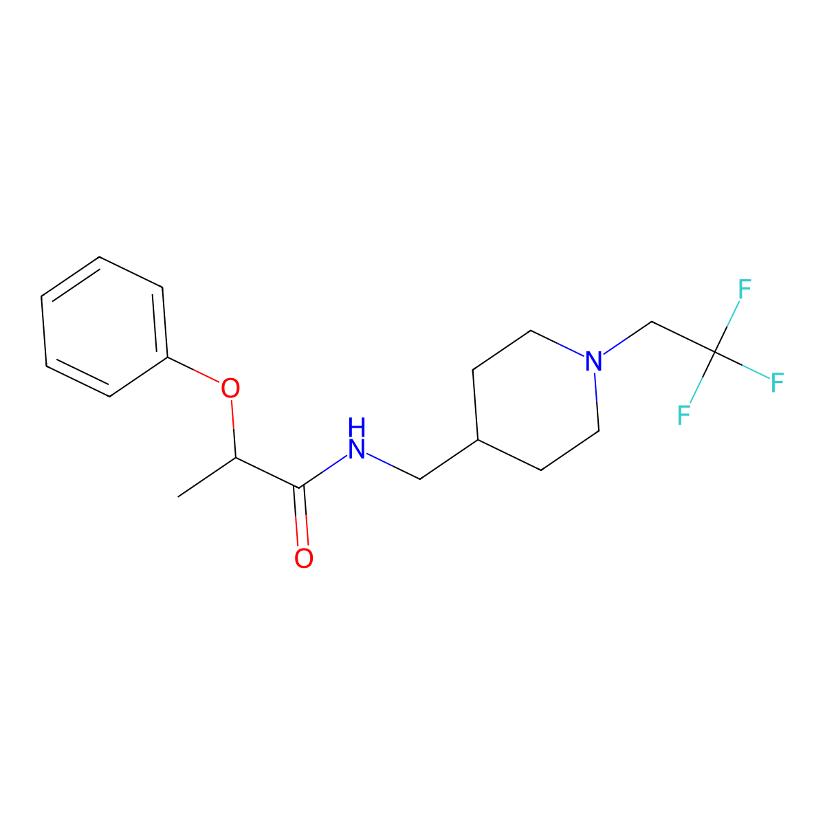 2-phenoxy-N-{[1-(2,2,2-trifluoroethyl)piperidin-4-yl]methyl}propanamide molecular structure, CAS 2320519-12-6