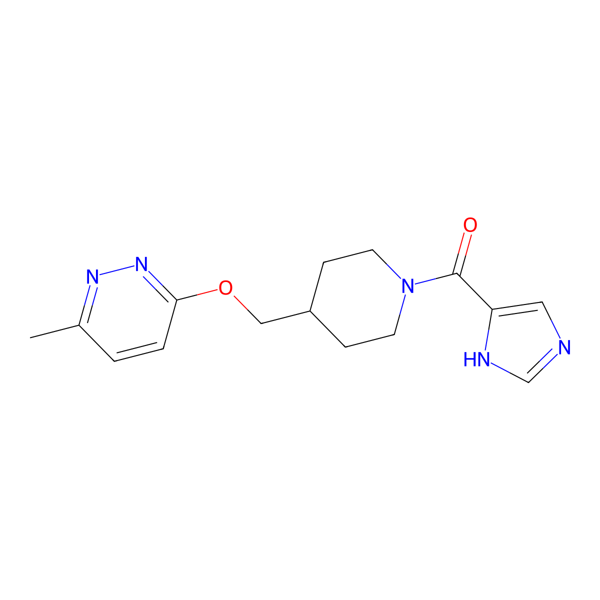 3-{[1-(1H-imidazole-4-carbonyl)piperidin-4-yl]methoxy}-6-methylpyridazine molecular structure, CAS 2320524-49-8