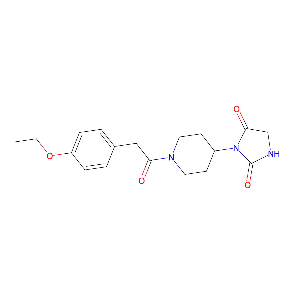 3-{1-[2-(4-Ethoxyphenyl)acetyl]piperidin-4-yl}imidazolidine-2,4-dione molecular structure, CAS 2320525-04-8