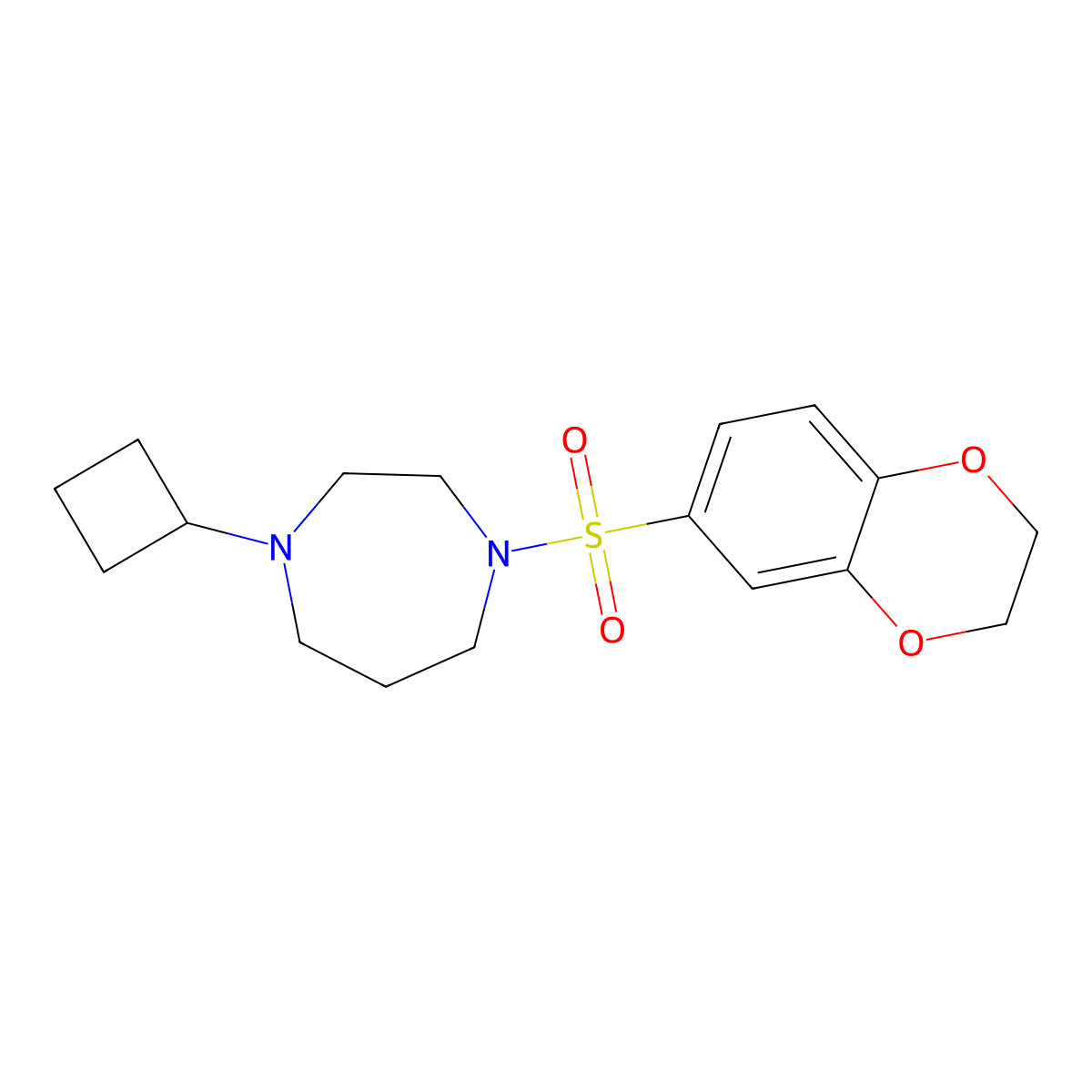 1-Cyclobutyl-4-((2,3-dihydrobenzo[b][1,4]dioxin-6-yl)sulfonyl)-1,4-diazepane molecular structure, CAS 2320525-15-1