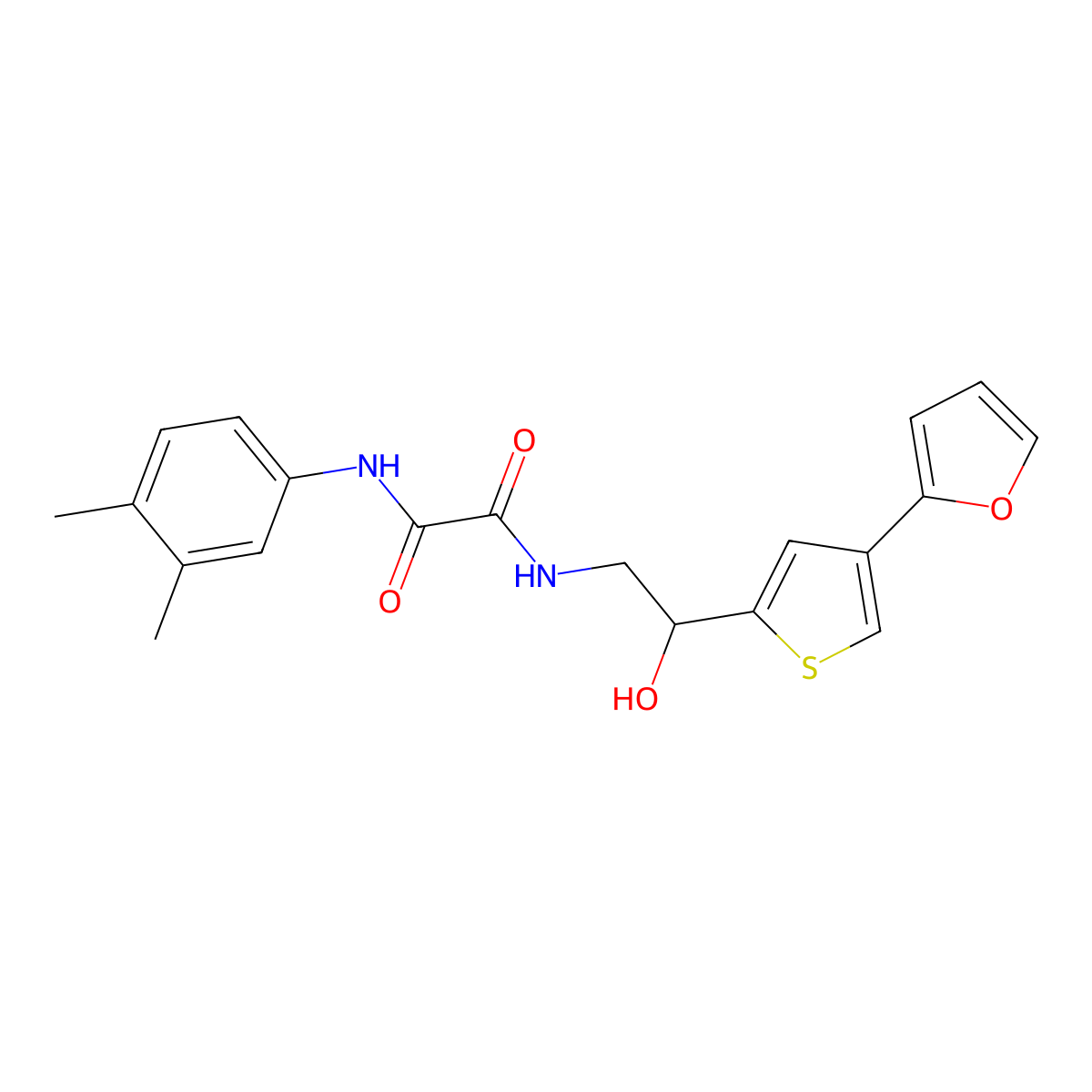 N'-(3,4-dimethylphenyl)-N-{2-[4-(furan-2-yl)thiophen-2-yl]-2-hydroxyethyl}ethanediamide molecular structure, CAS 2320532-39-4