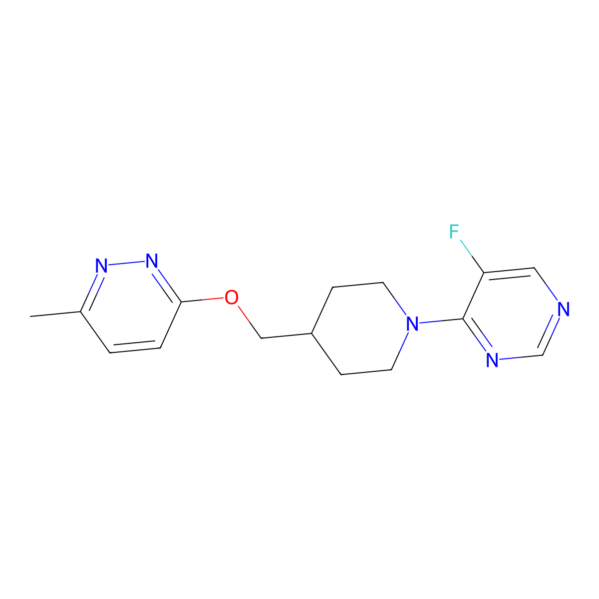 5-Fluoro-4-(4-{[(6-methylpyridazin-3-yl)oxy]methyl}piperidin-1-yl)pyrimidine molecular structure, CAS 2320532-43-0