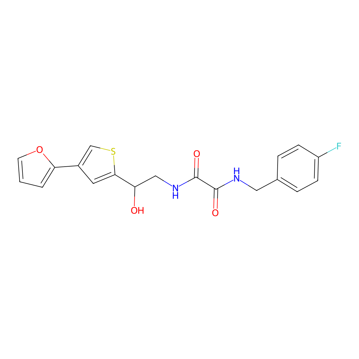 N'-[(4-fluorophenyl)methyl]-N-{2-[4-(furan-2-yl)thiophen-2-yl]-2-hydroxyethyl}ethanediamide molecular structure, CAS 2320532-50-9