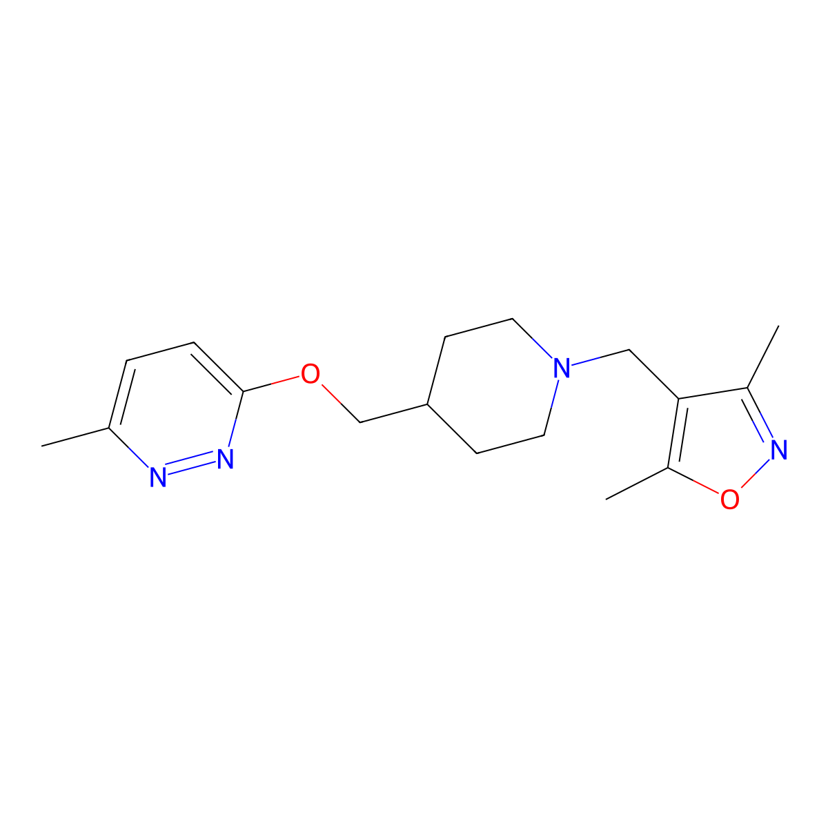 3-({1-[(3,5-Dimethyl-1,2-oxazol-4-yl)methyl]piperidin-4-yl}methoxy)-6-methylpyridazine molecular structure, CAS 2320532-61-2