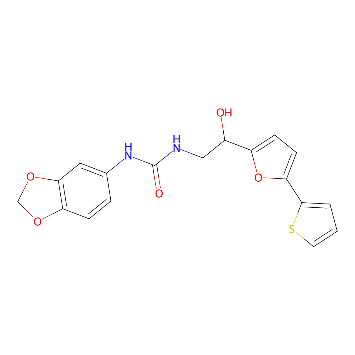 1-(2H-1,3-benzodioxol-5-yl)-3-{2-hydroxy-2-[5-(thiophen-2-yl)furan-2-yl]ethyl}urea molecular structure, CAS 2320532-68-9