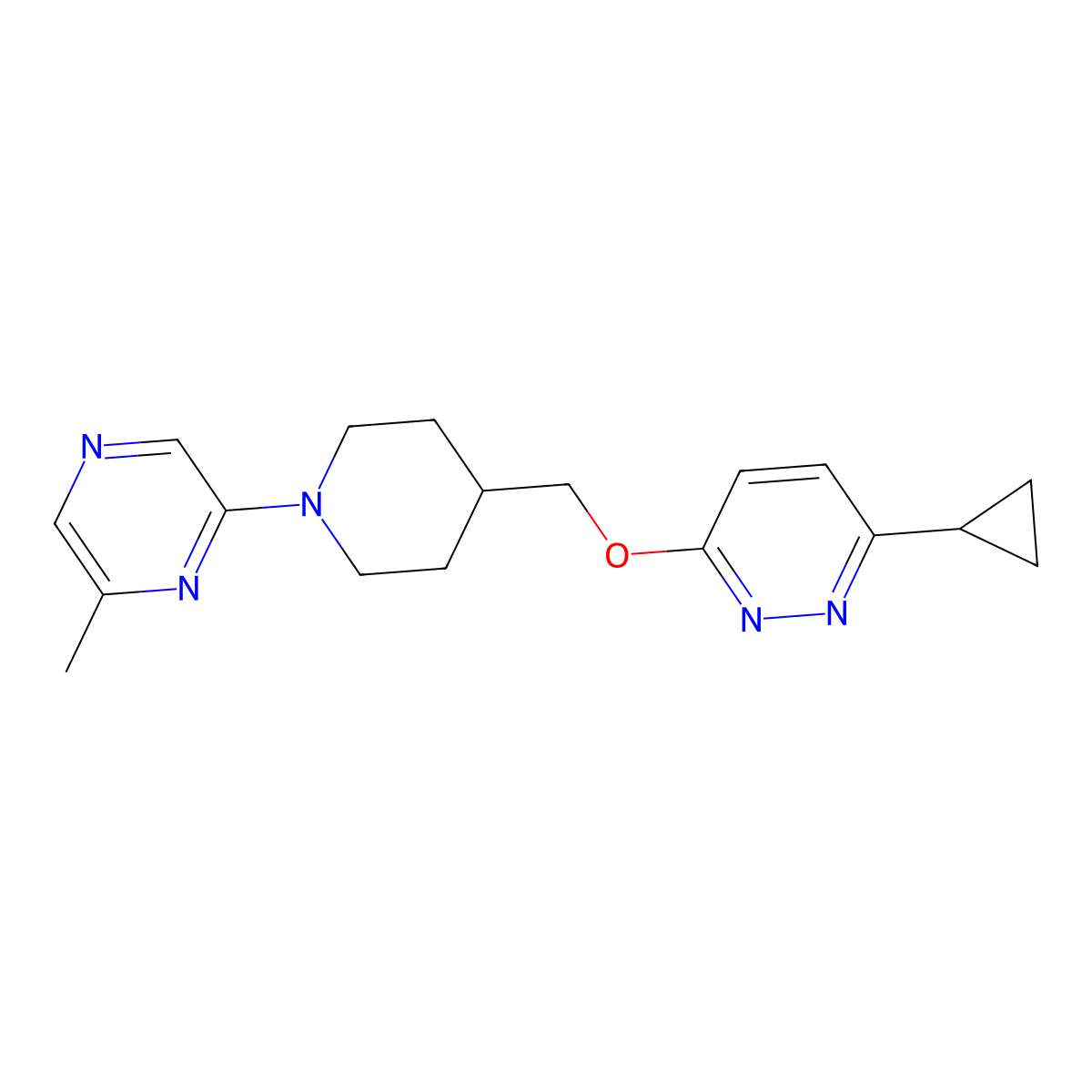 2-(4-{[(6-Cyclopropylpyridazin-3-yl)oxy]methyl}piperidin-1-yl)-6-methylpyrazine molecular structure, CAS 2320532-97-4