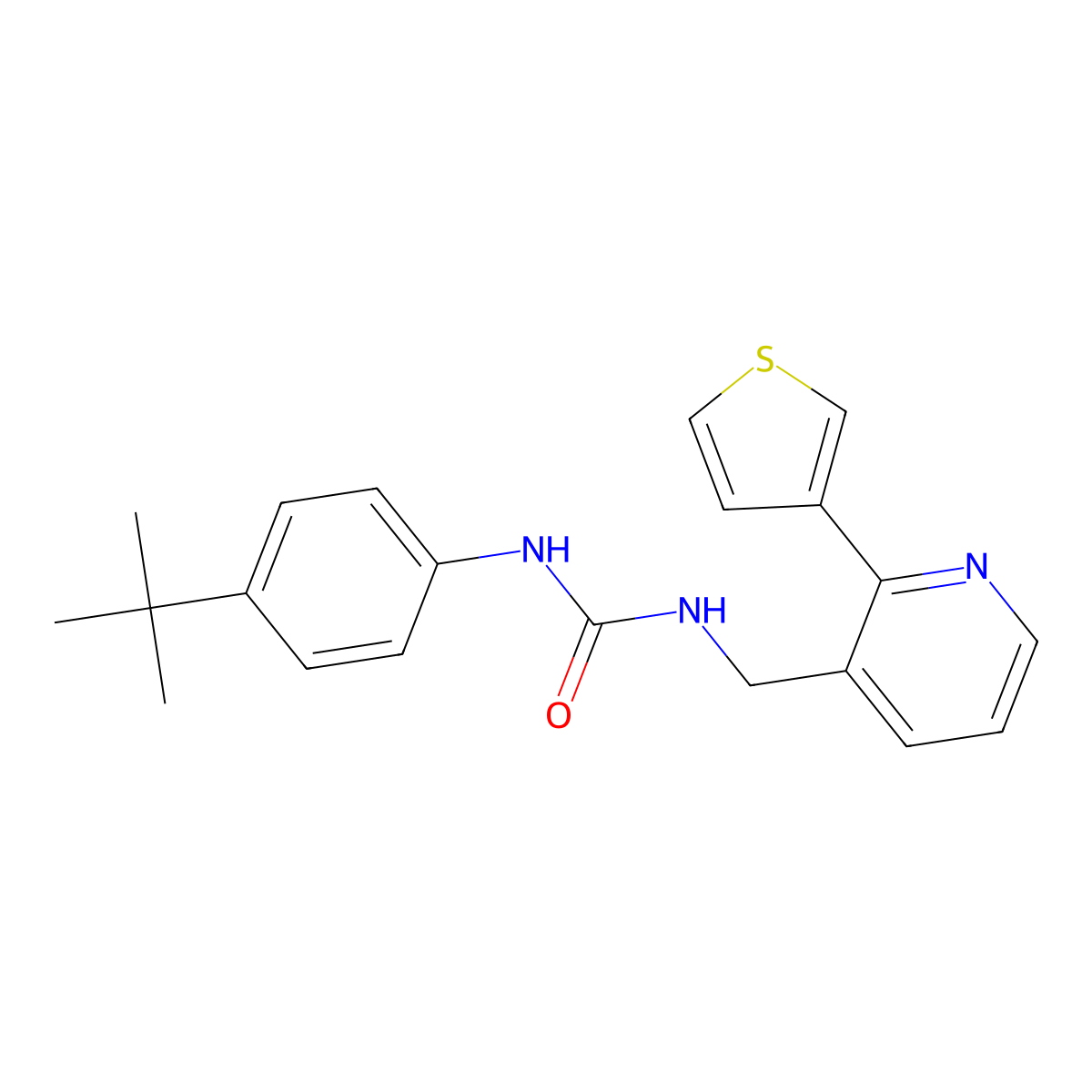 1-(4-(Tert-butyl)phenyl)-3-((2-(thiophen-3-yl)pyridin-3-yl)methyl)urea molecular structure, CAS 2320533-19-3