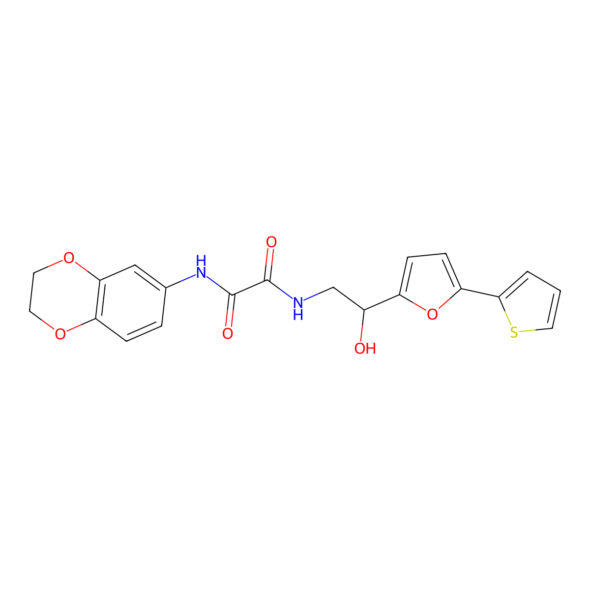 N'-(2,3-dihydro-1,4-benzodioxin-6-yl)-N-{2-hydroxy-2-[5-(thiophen-2-yl)furan-2-yl]ethyl}ethanediamide molecular structure, CAS 2320533-58-0