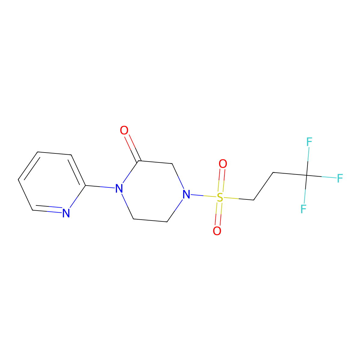1-(Pyridin-2-yl)-4-(3,3,3-trifluoropropanesulfonyl)piperazin-2-one molecular structure, CAS 2320534-65-2