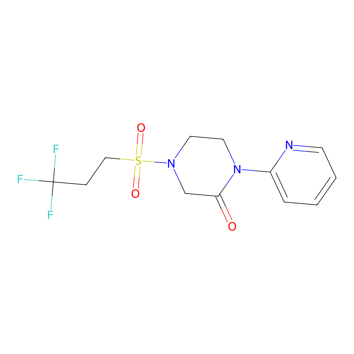 1-(Pyridin-2-yl)-4-(3,3,3-trifluoropropanesulfonyl)piperazin-2-one molecular structure, CAS 2320534-65-2
