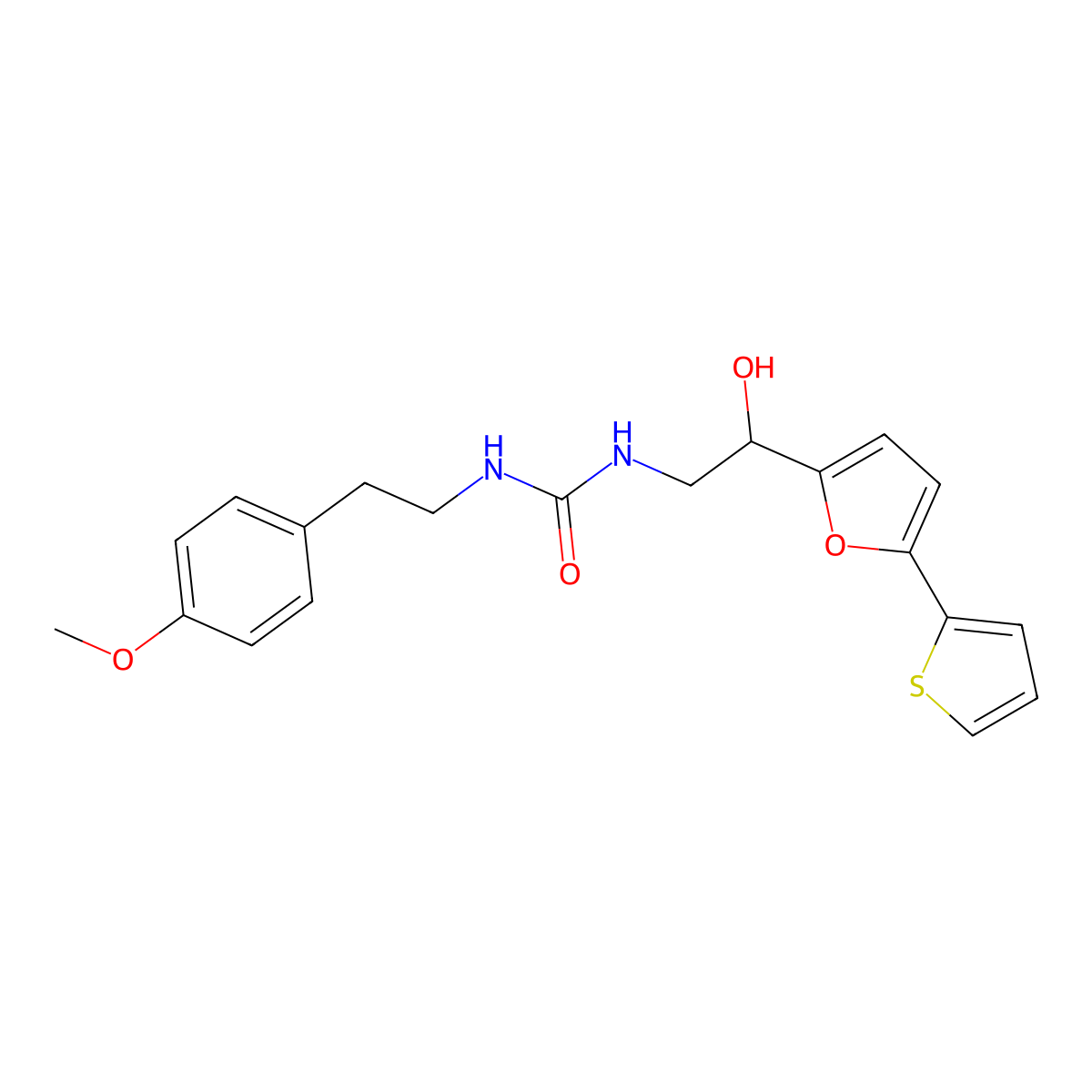 3-{2-Hydroxy-2-[5-(thiophen-2-yl)furan-2-yl]ethyl}-1-[2-(4-methoxyphenyl)ethyl]urea molecular structure, CAS 2320535-14-4