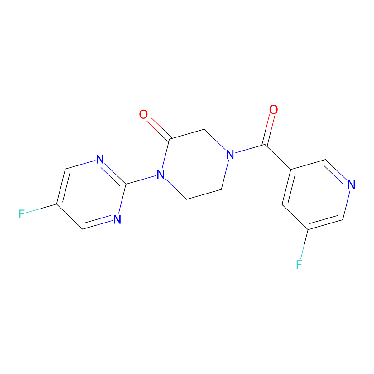 4-(5-Fluoropyridine-3-carbonyl)-1-(5-fluoropyrimidin-2-yl)piperazin-2-one molecular structure, CAS 2320535-34-8