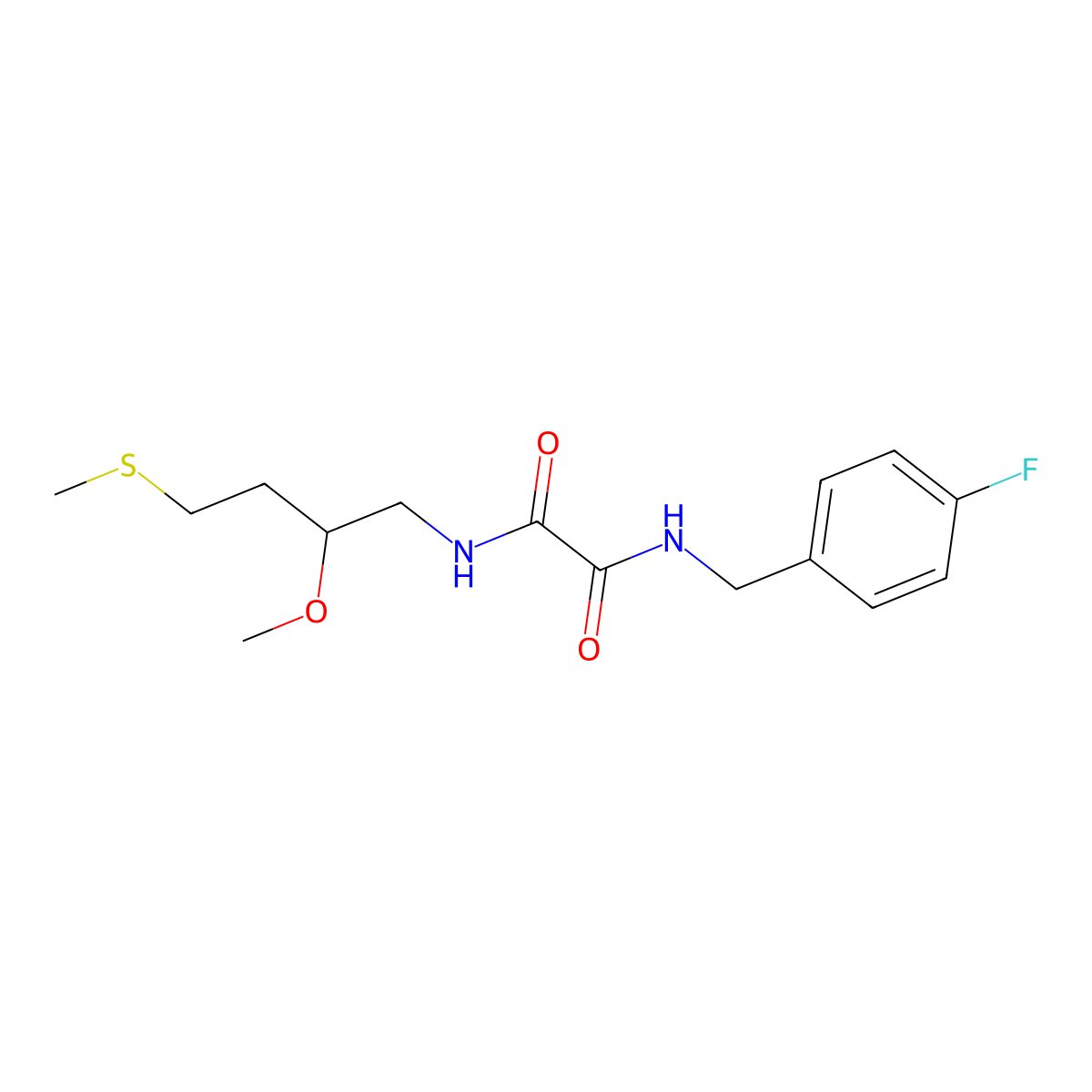 N'-[(4-fluorophenyl)methyl]-N-[2-methoxy-4-(methylsulfanyl)butyl]ethanediamide molecular structure, CAS 2320535-37-1