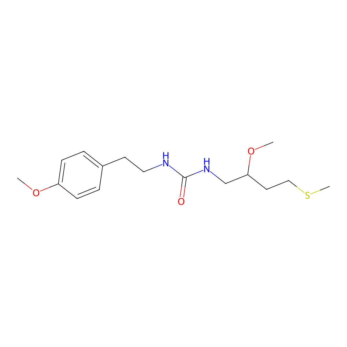 3-[2-Methoxy-4-(methylsulfanyl)butyl]-1-[2-(4-methoxyphenyl)ethyl]urea molecular structure, CAS 2320535-57-5