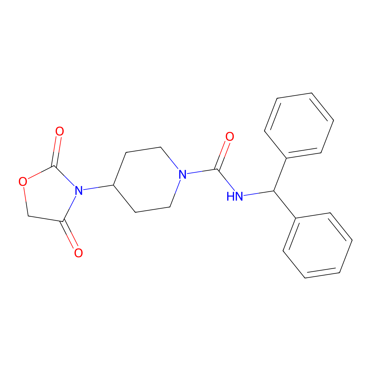 N-benzhydryl-4-(2,4-dioxooxazolidin-3-yl)piperidine-1-carboxamide molecular structure, CAS 2320535-90-6