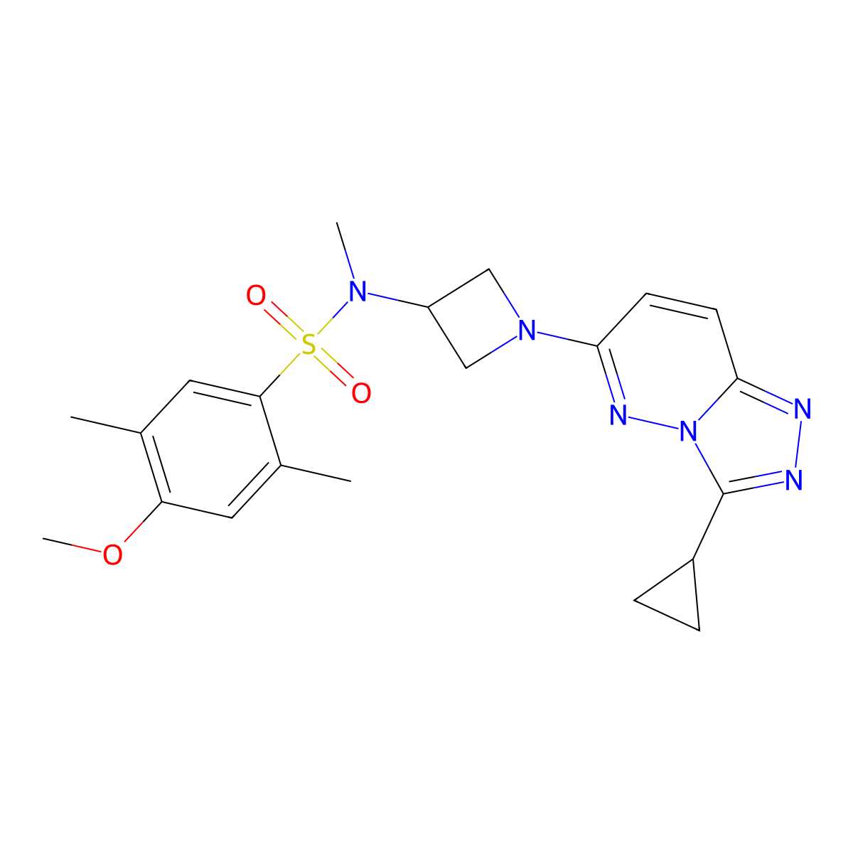 N-(1-{3-cyclopropyl-[1,2,4]triazolo[4,3-b]pyridazin-6-yl}azetidin-3-yl)-4-methoxy-N,2,5-trimethylbenzene-1-sulfonamide molecular structure, CAS 2320536-16-9