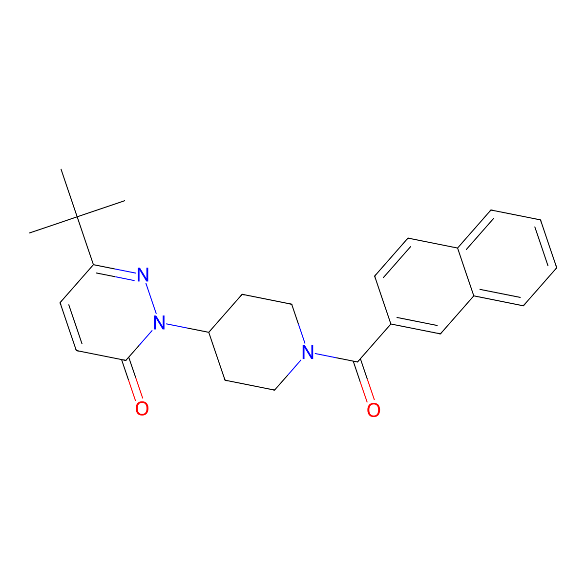6-Tert-butyl-2-[1-(naphthalene-2-carbonyl)piperidin-4-yl]-2,3-dihydropyridazin-3-one molecular structure, CAS 2320536-29-4