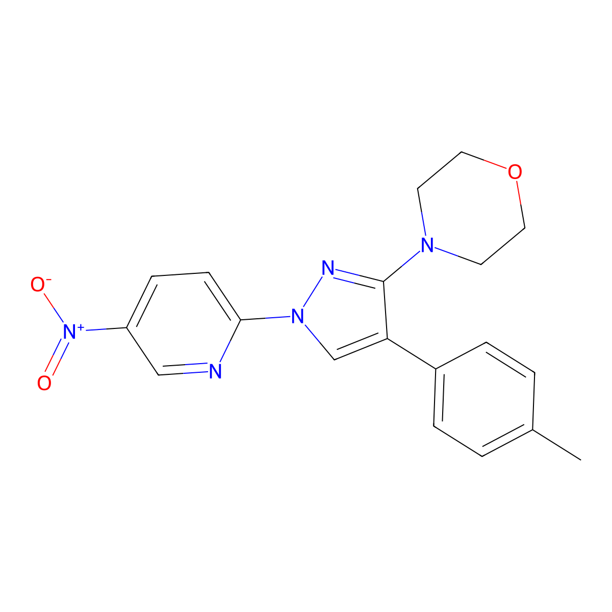 4-[4-(4-methylphenyl)-1-(5-nitropyridin-2-yl)-1H-pyrazol-3-yl]morpholine molecular structure, CAS 2320536-98-7