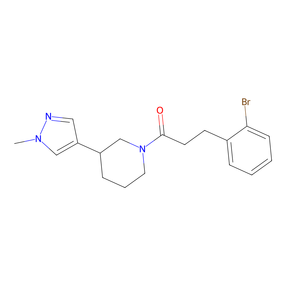 3-(2-bromophenyl)-1-[3-(1-methyl-1H-pyrazol-4-yl)piperidin-1-yl]propan-1-one molecular structure, CAS 2320536-99-8
