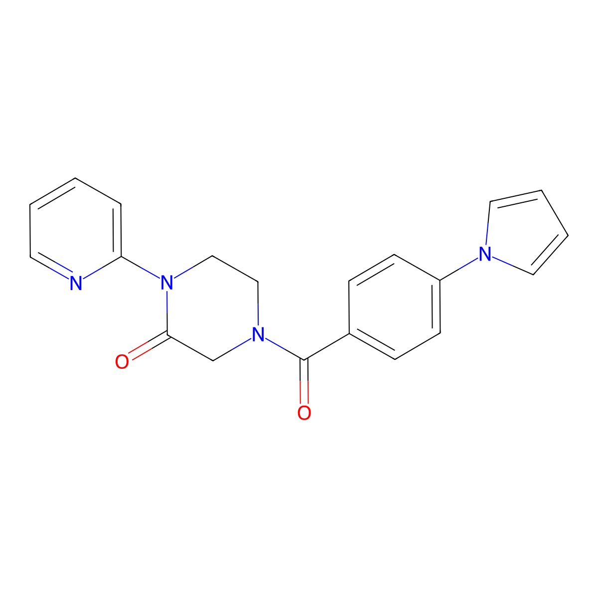 4-(4-(1H-pyrrol-1-yl)benzoyl)-1-(pyridin-2-yl)piperazin-2-one molecular structure, CAS 2320537-04-8