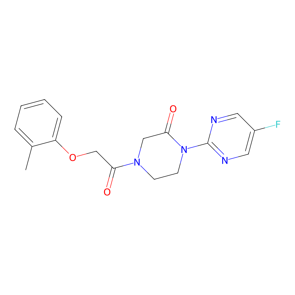1-(5-Fluoropyrimidin-2-yl)-4-[2-(2-methylphenoxy)acetyl]piperazin-2-one molecular structure, CAS 2320537-19-5