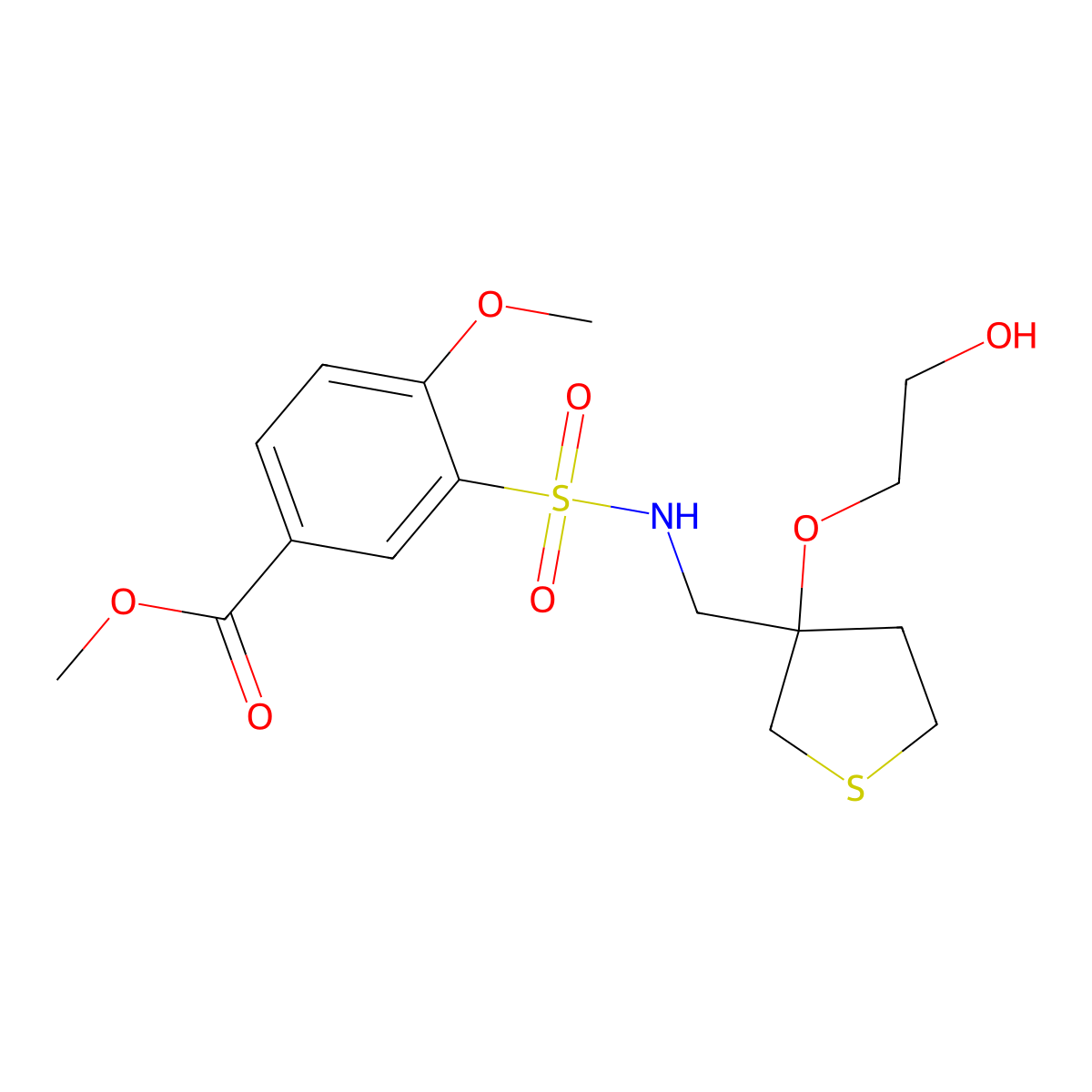 Methyl 3-({[3-(2-hydroxyethoxy)thiolan-3-yl]methyl}sulfamoyl)-4-methoxybenzoate molecular structure, CAS 2320537-29-7