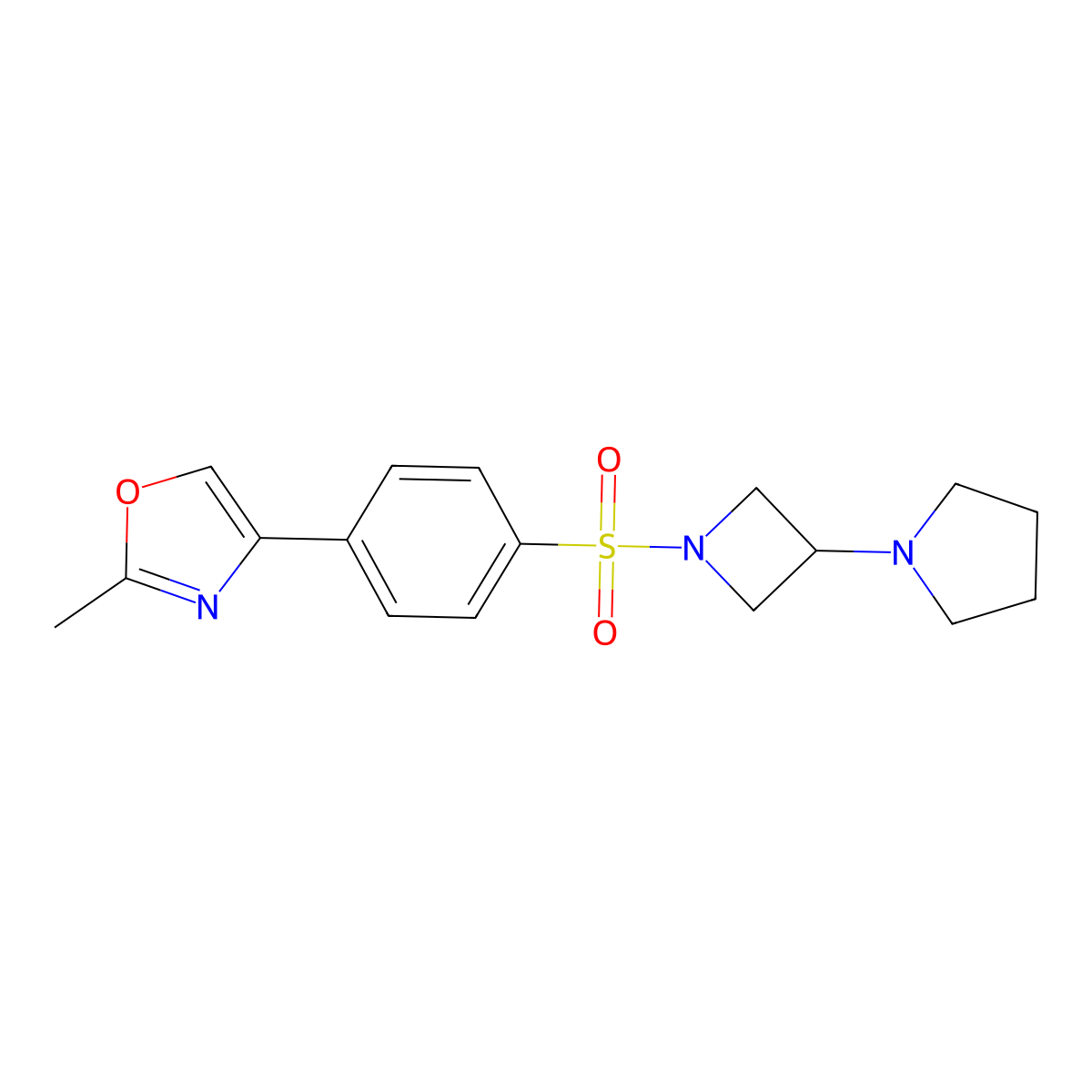 2-Methyl-4-(4-{[3-(pyrrolidin-1-yl)azetidin-1-yl]sulfonyl}phenyl)-1,3-oxazole molecular structure, CAS 2320537-46-8