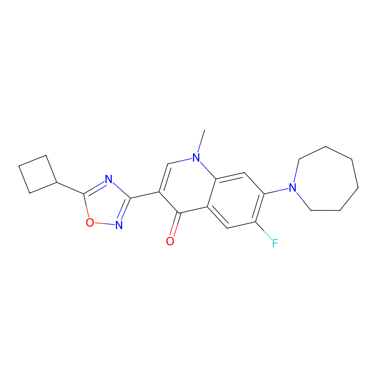 7-(Azepan-1-yl)-3-(5-cyclobutyl-1,2,4-oxadiazol-3-yl)-6-fluoro-1-methyl-1,4-dihydroquinolin-4-one molecular structure, CAS 2320537-51-5