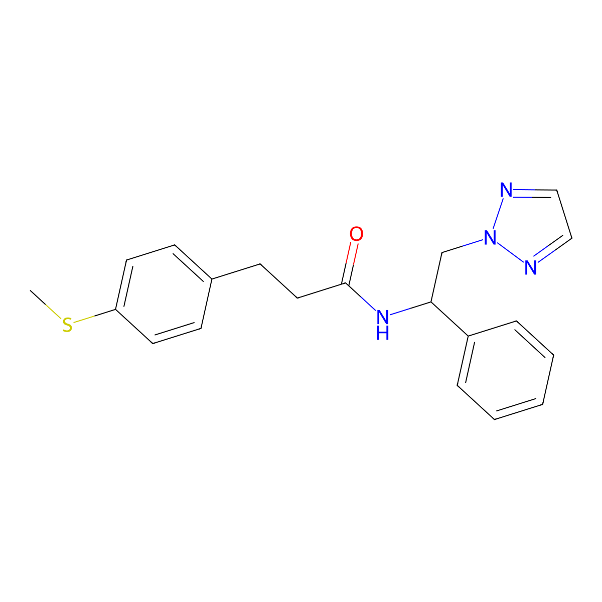 3-(4-(methylthio)phenyl)-N-(1-phenyl-2-(2H-1,2,3-triazol-2-yl)ethyl)propanamide molecular structure, CAS 2320537-55-9